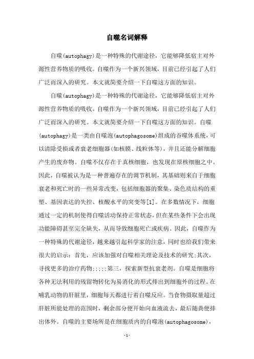 自噬名词解释