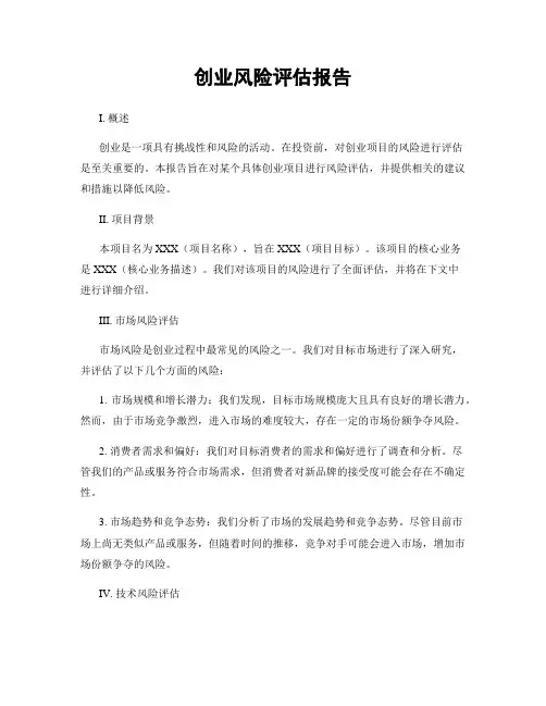 创业风险评估报告
