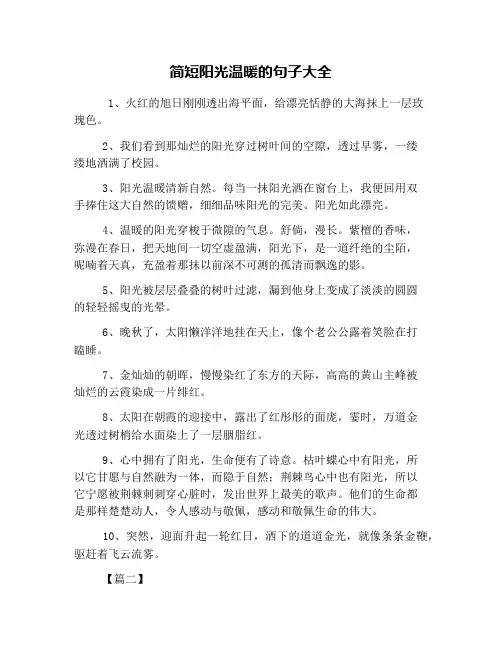 简短阳光温暖的句子大全