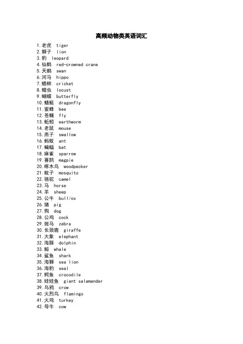 高频动物类英语词汇