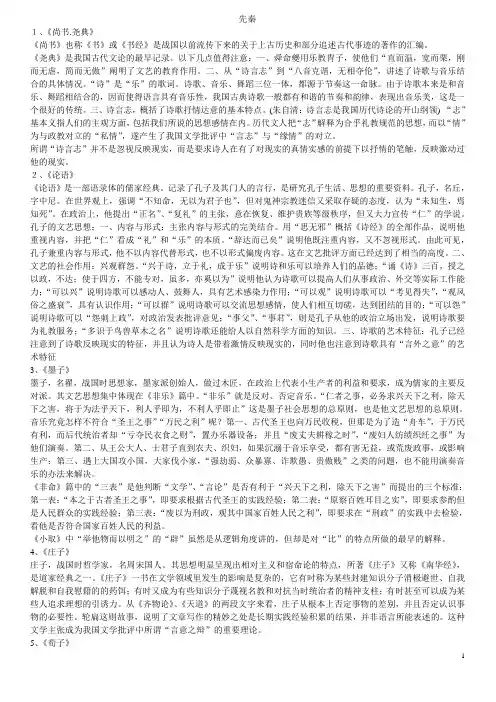 中国古代文论选读复习资料资料