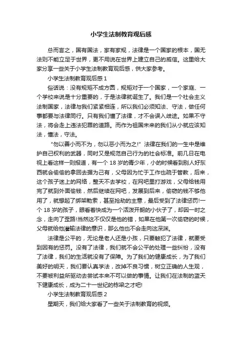 小学生法制教育观后感