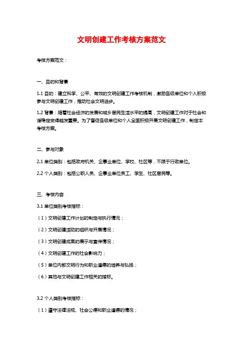 文明创建工作考核方案范文