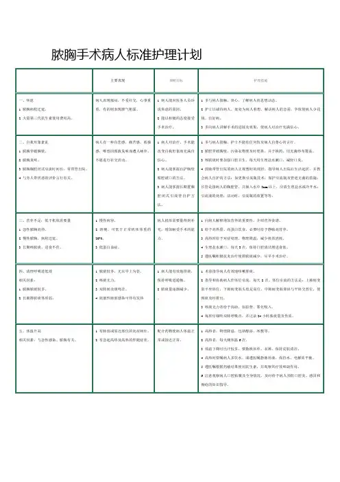 脓胸手术病人标准护理计划
