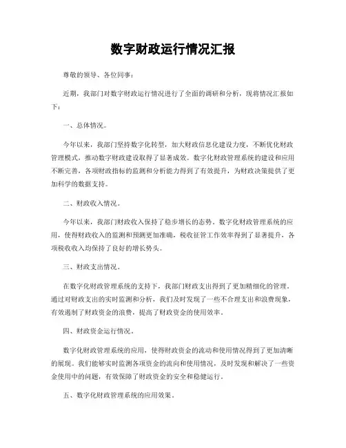 数字财政运行情况汇报