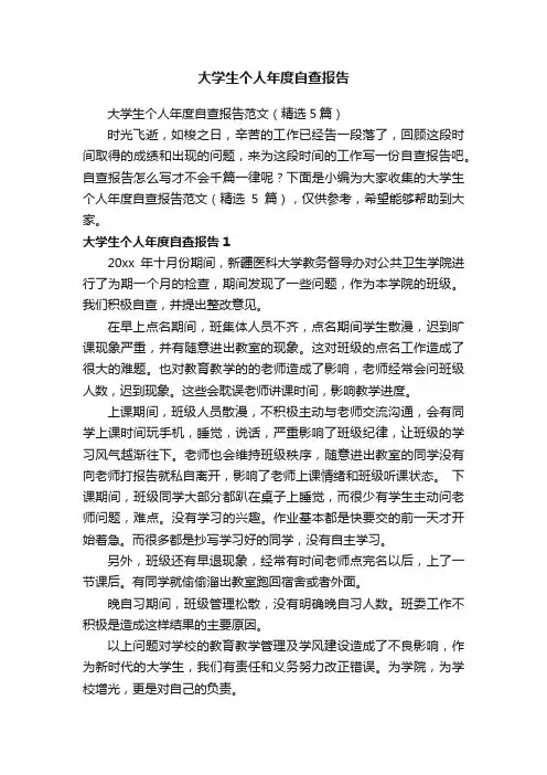 大学生个人年度自查报告范文（精选5篇）
