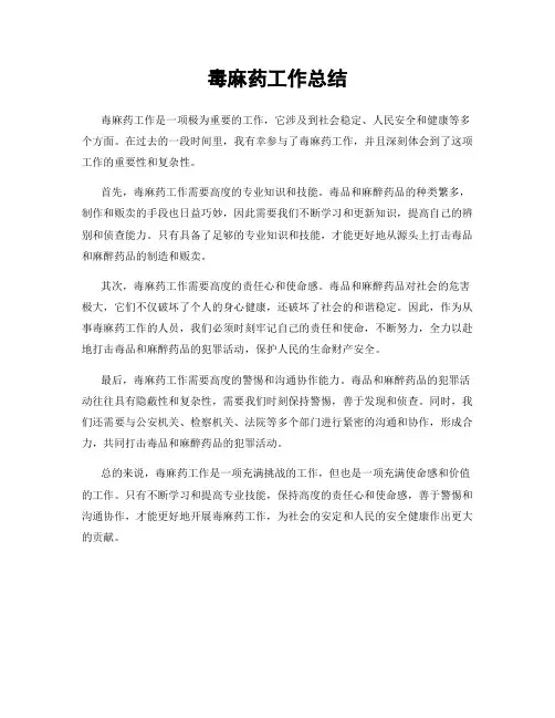 毒麻药工作总结