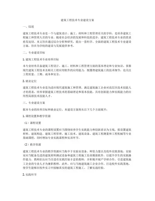 建筑工程技术专业建设方案