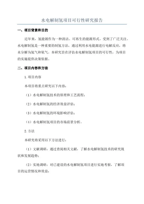 水电解制氢项目可行性研究报告