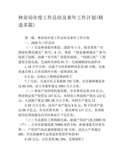 林业局年度工作总结及来年工作计划(精选多篇)