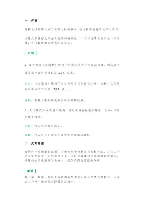 公务员考试 20.论证推理之“削弱论证方式”