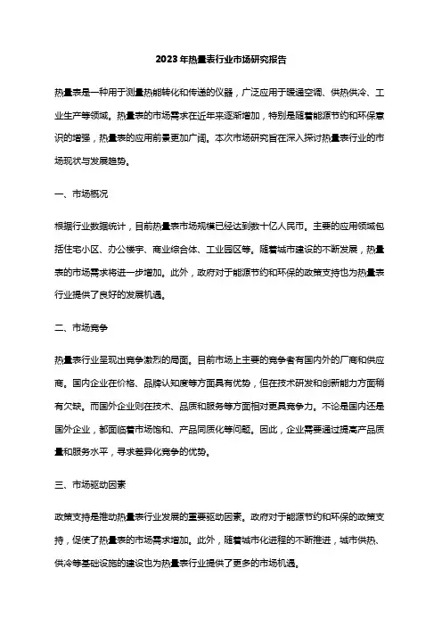 2023年热量表行业市场研究报告