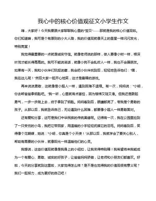 我心中的核心价值观征文小学生作文