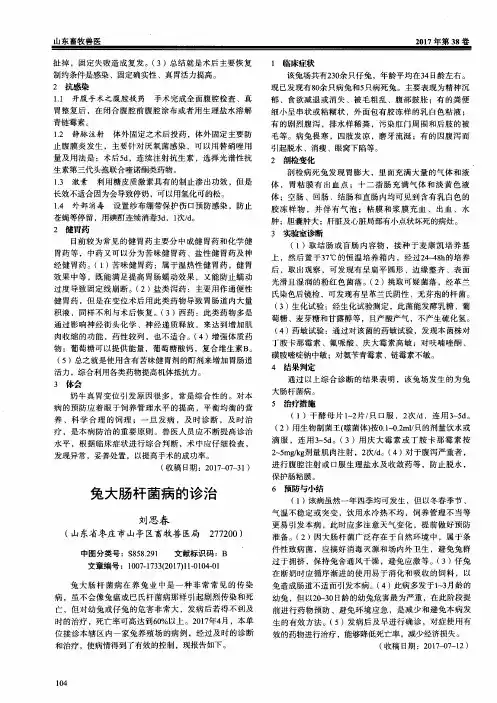 兔大肠杆菌病的诊治