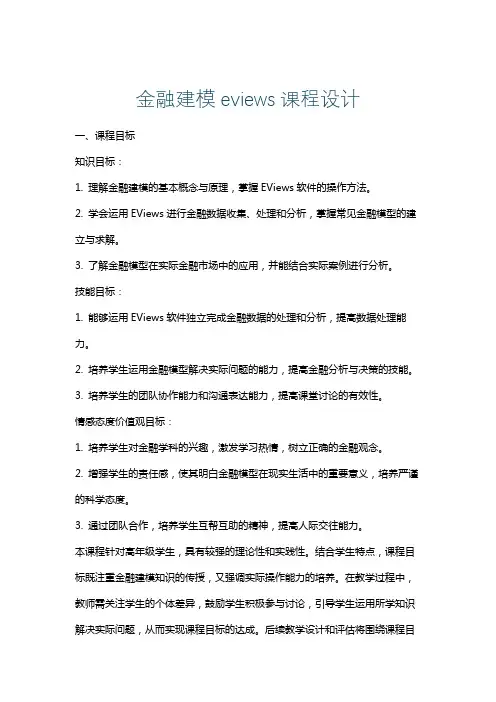 金融建模eviews课程设计