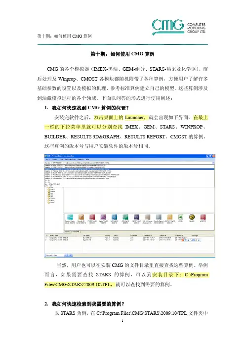 第十期：如何使用CMG算例+pdf