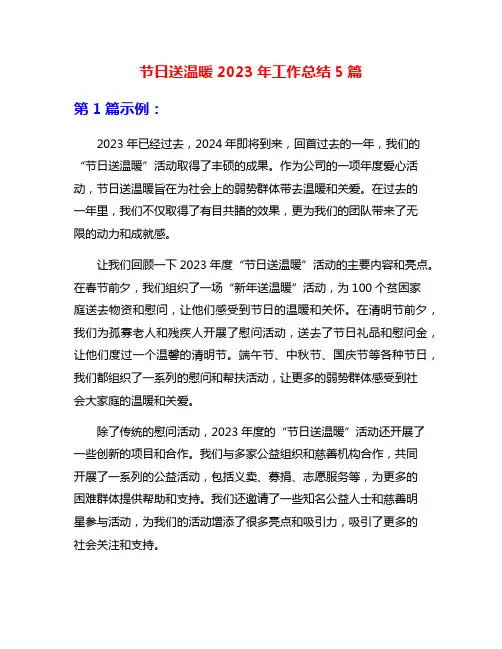 节日送温暖2023年工作总结5篇