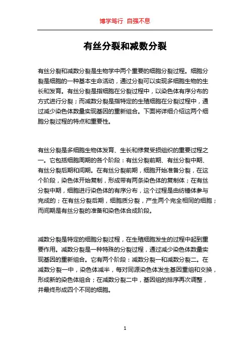 有丝分裂和减数分裂