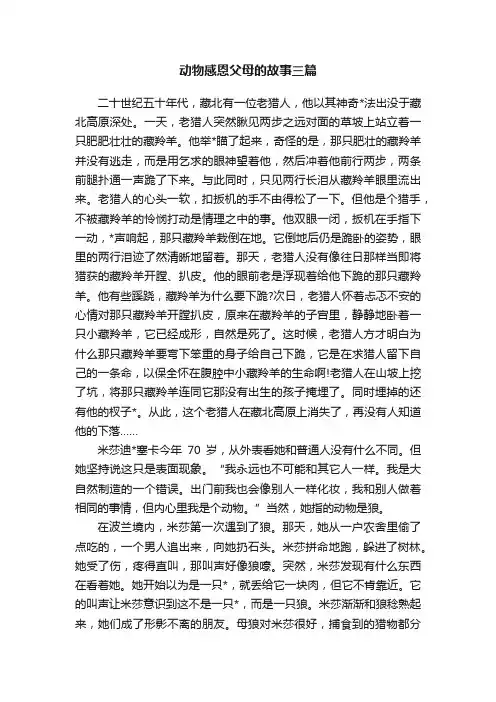 动物感恩父母的故事三篇