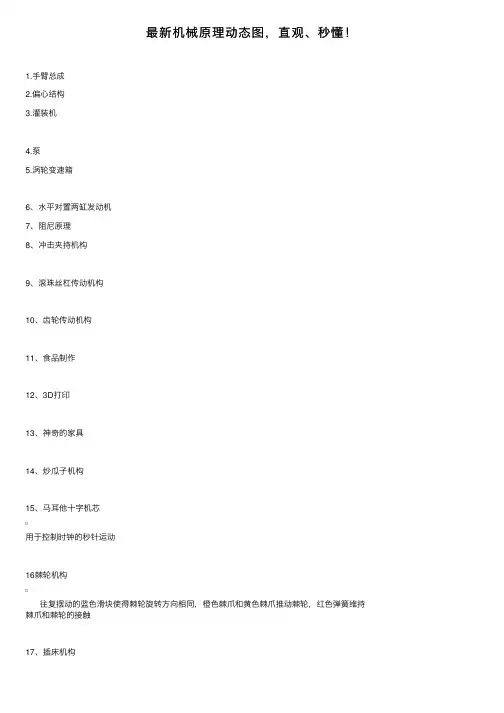 最新机械原理动态图，直观、秒懂！