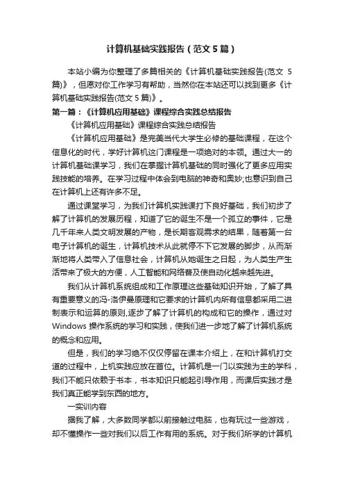 计算机基础实践报告（范文5篇）