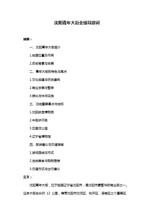 沈阳青年大街全线导游词