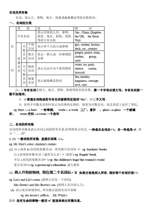 (完整word)初中名词所有格讲解及练习及答案