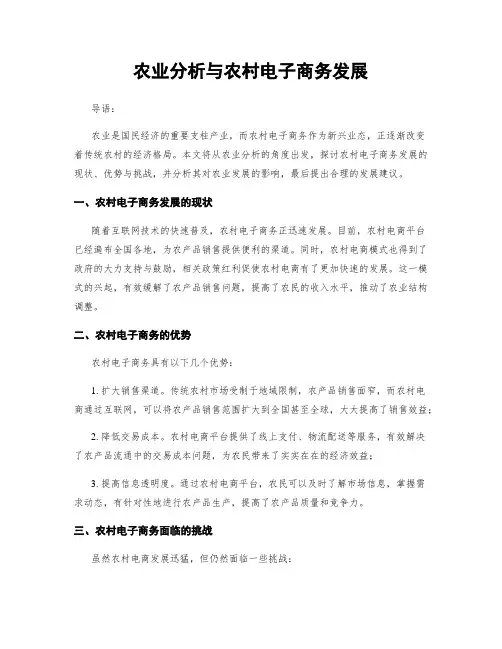 农业分析与农村电子商务发展
