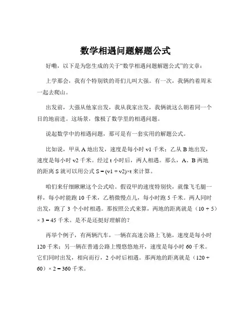 数学相遇问题解题公式