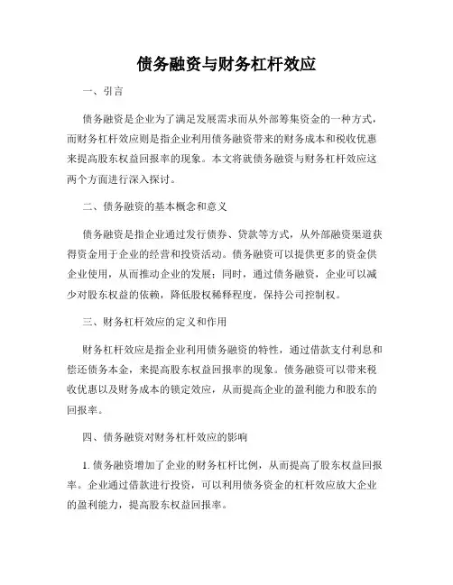 债务融资与财务杠杆效应