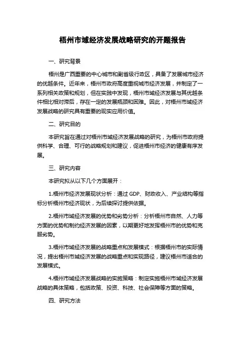 梧州市域经济发展战略研究的开题报告