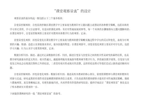 (完整版)小学数学课堂观察量表