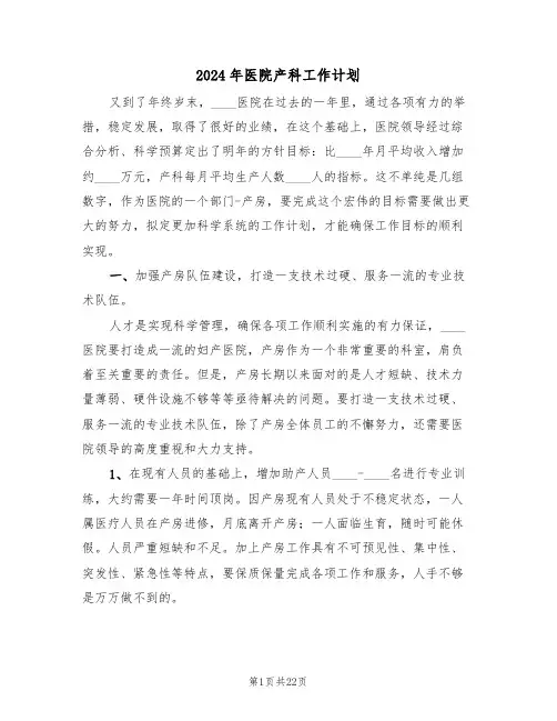2024年医院产科工作计划(6篇)