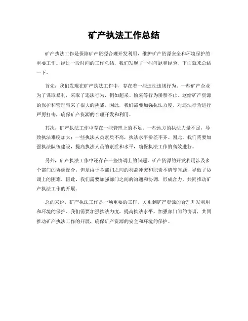 矿产执法工作总结