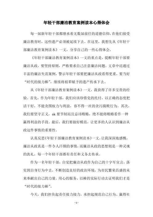 年轻干部廉洁教育案例读本心得体会