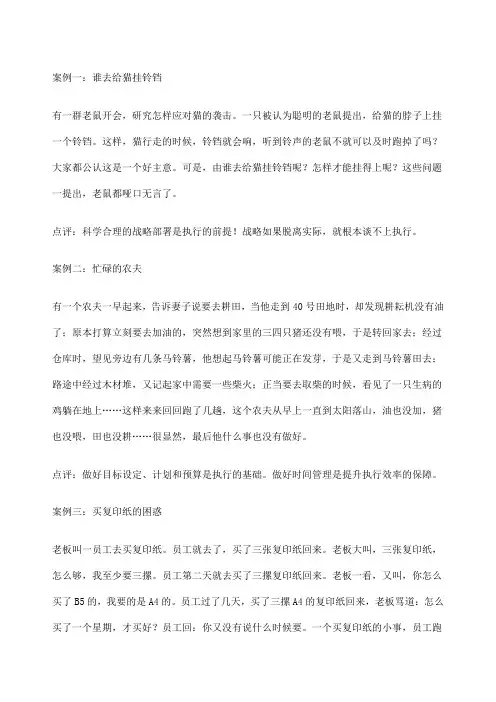 团队执行力九大经典案例分析