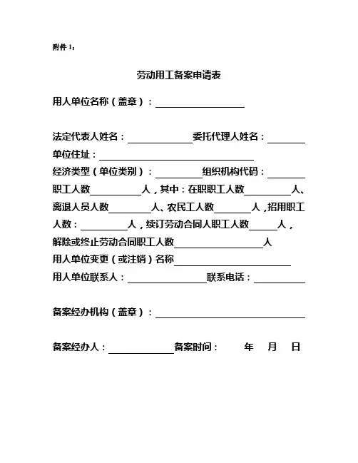 劳动用工备案花名册