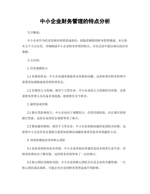 中小企业财务管理的特点分析