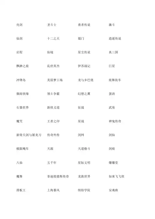 网络游戏名字大全