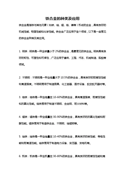 铁合金的种类及应用