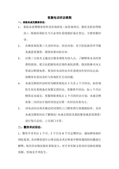 医美整形客服电话回访标准流程
