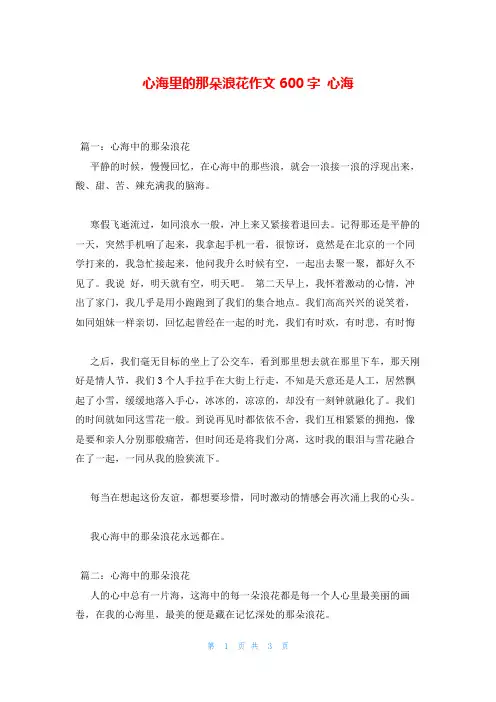 心海里的那朵浪花作文600字 心海