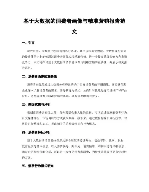 基于大数据的消费者画像与精准营销报告范文
