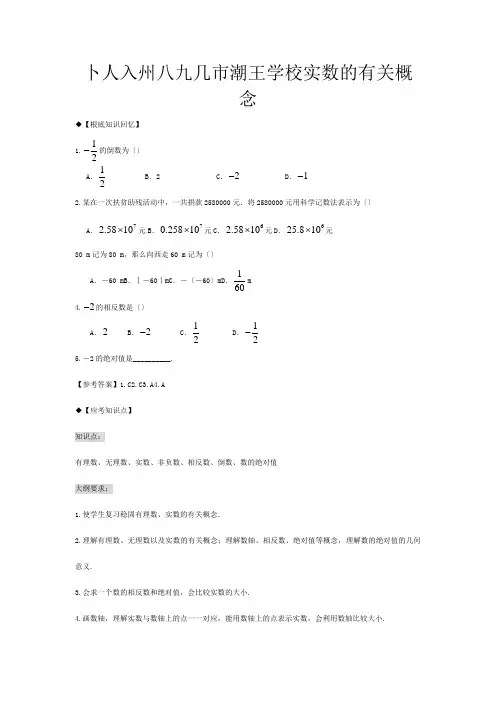九年级数学中考专题复习数与式 试题