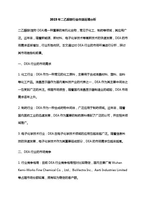 2023年二乙醇胺行业市场环境分析