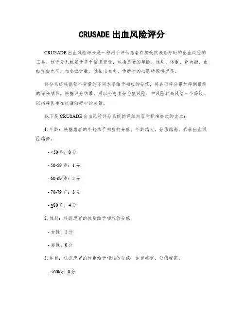 CRUSADE出血风险评分