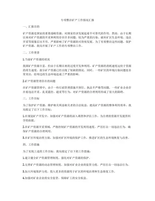 专项整治矿产工作情况汇报