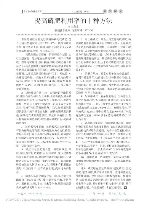 提高磷肥利用率的十种方法