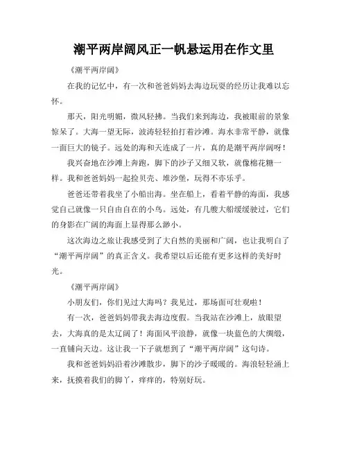 潮平两岸阔风正一帆悬运用在作文里