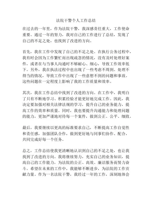 法院干警个人工作总结